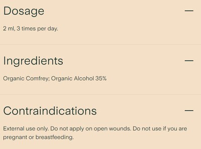 Clef Des Champs, Derma COMFREY Organic, For Sprains, Fractures &amp; Bruises, Liquid Tincture - 50 mL (1.7 fl. oz.)