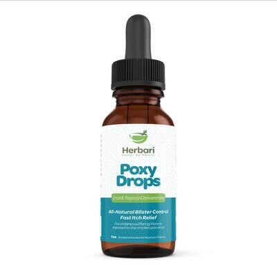 Herbari, Kosher POXY DROPS, Oral &amp; Topical Concentrate For Children Suffering From Or Exposed To The Chickenpox Virus, Liquid Tincture - 1 Fl. oz. (30 ml) - Kosher for Passover