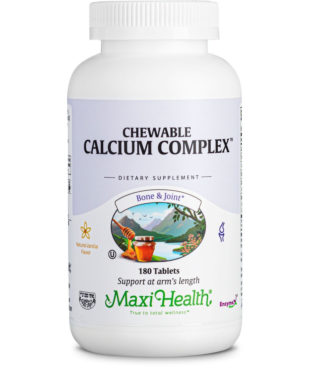 Maxi Health, Kosher Chewable Calcium Complex, Vanilla Flavor - 180 Chewable Tablets