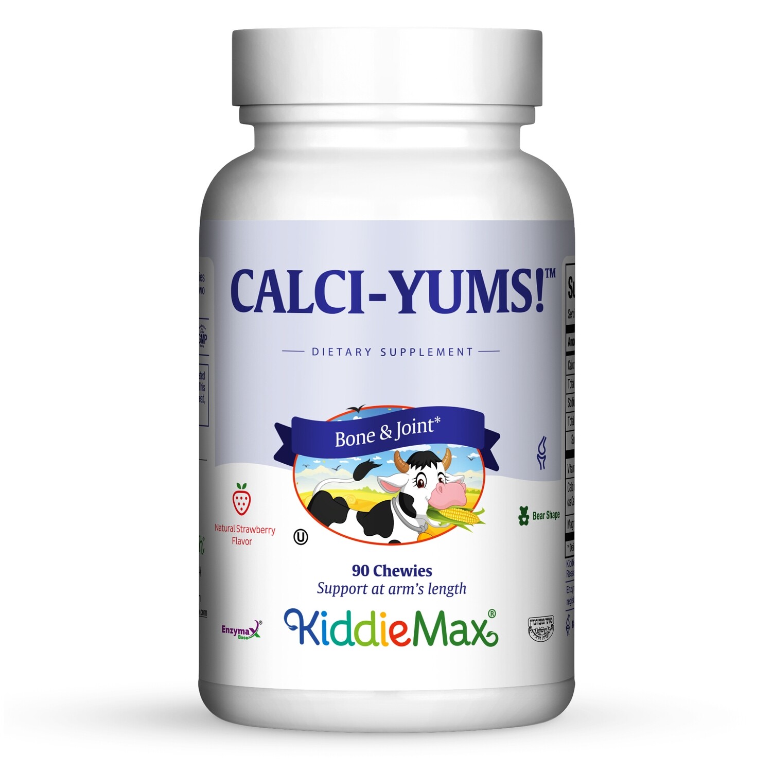 Maxi Health, Kosher KiddieMax, Calci Yums, Calcium, Magnesium &amp; D3, Strawberry Flavor - 90 Chewies