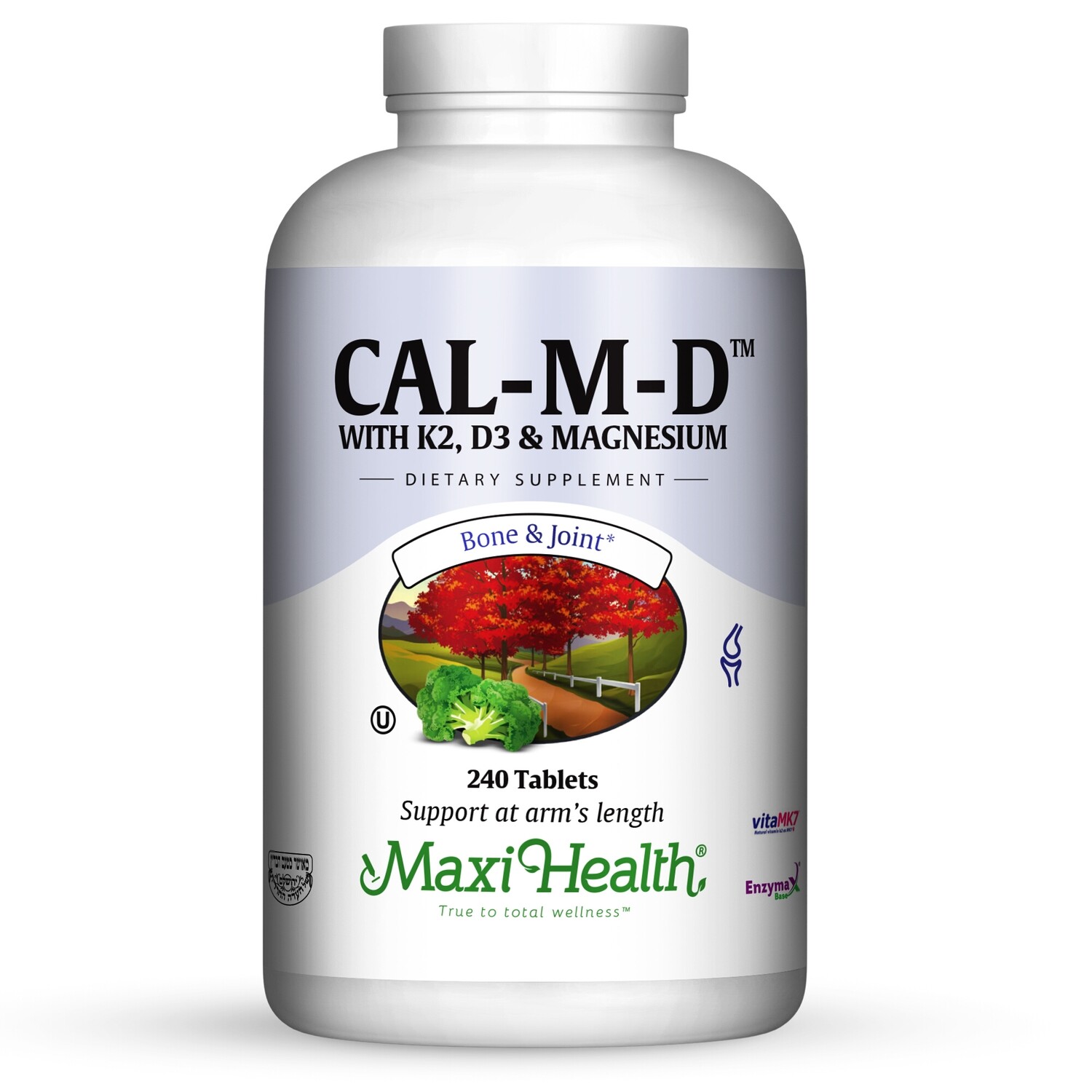 Maxi Health, Kosher Cal M D w/vitamin K2, D3 &amp; Magnesium, Advanced Calcium Formula - 240 Tablets