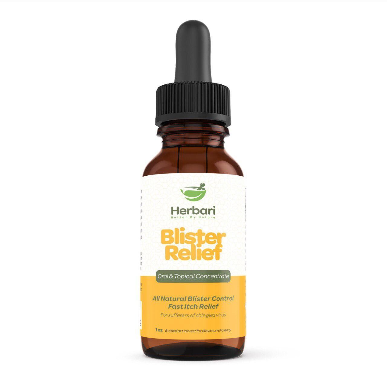 Herbari, Kosher BLISTER RELIEF, Oral &amp; Topical Concentrate For Shingles Virus, Liquid Tincture  - 1 Fl. oz. (30 ml) - Kosher for Passover