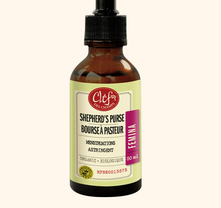 Clef Des Champs, Kosher Femina SHEPHERD&#39;S PURSE Organic, Menstrual Astringent, Liquid Tincture - 1.7 fl. oz (50 mL)