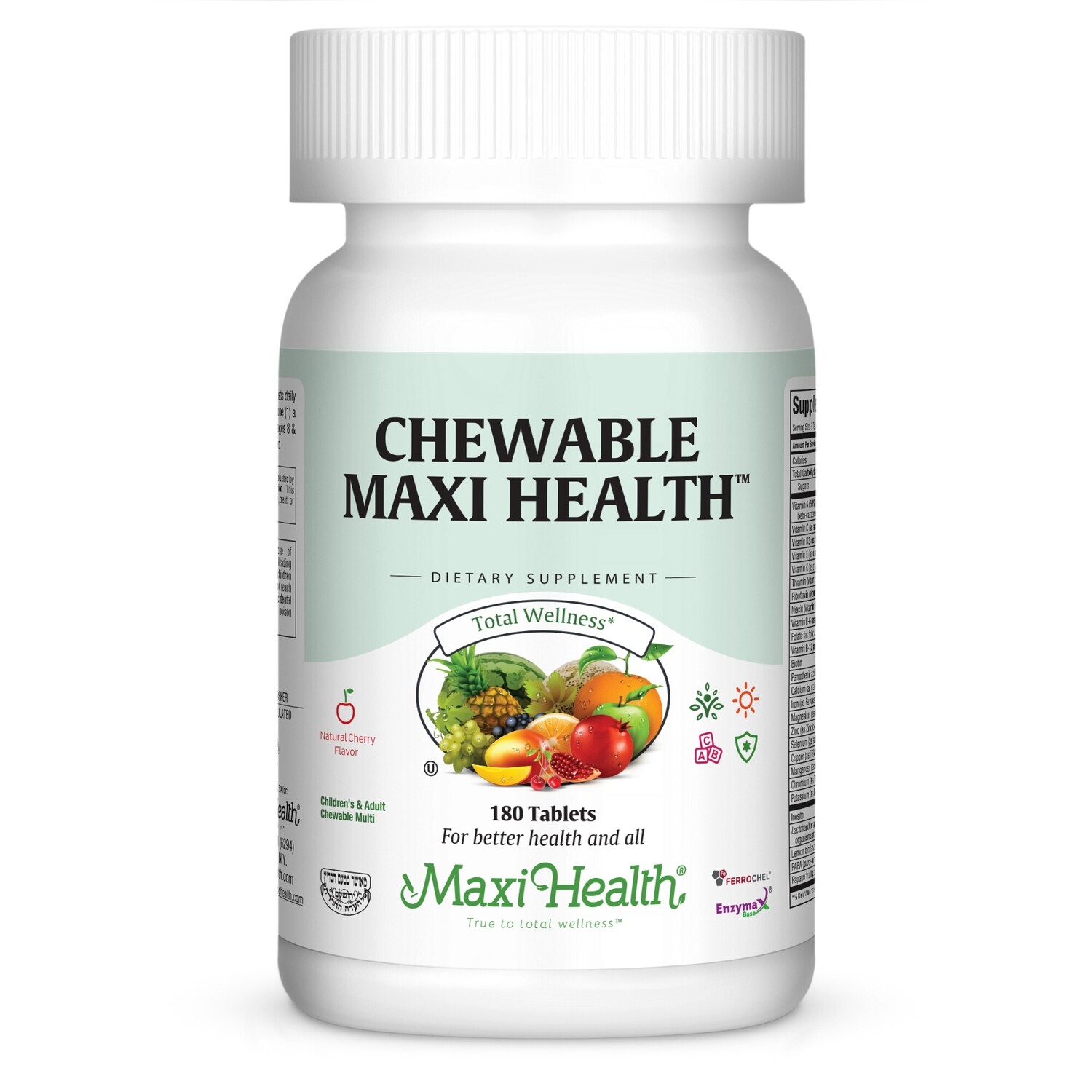 Maxi Health, Kosher Chewable Maxi Health, Kosher Multi Cherry Flavor - 180 Chewable Tablets