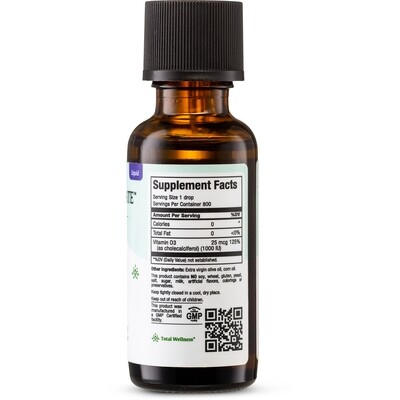 Maxi Health, Kosher Vitamin D3-Concentrate Liquid Drops (Vitamin D3 1000 IU) - 1 fl. oz. (30 mL)