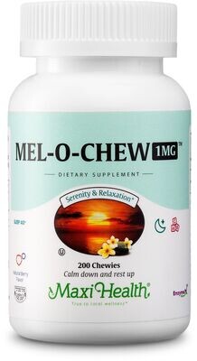 Maxi Health, Kosher Mel-O-Chew, 1mg. Berry Flavor - 200 Chewies