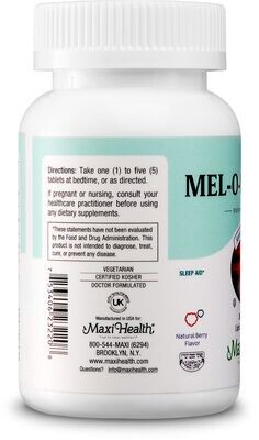 Maxi Health, Kosher Mel-O-Chew Melatonin 1mg. Berry Flavor - 200 Chewies