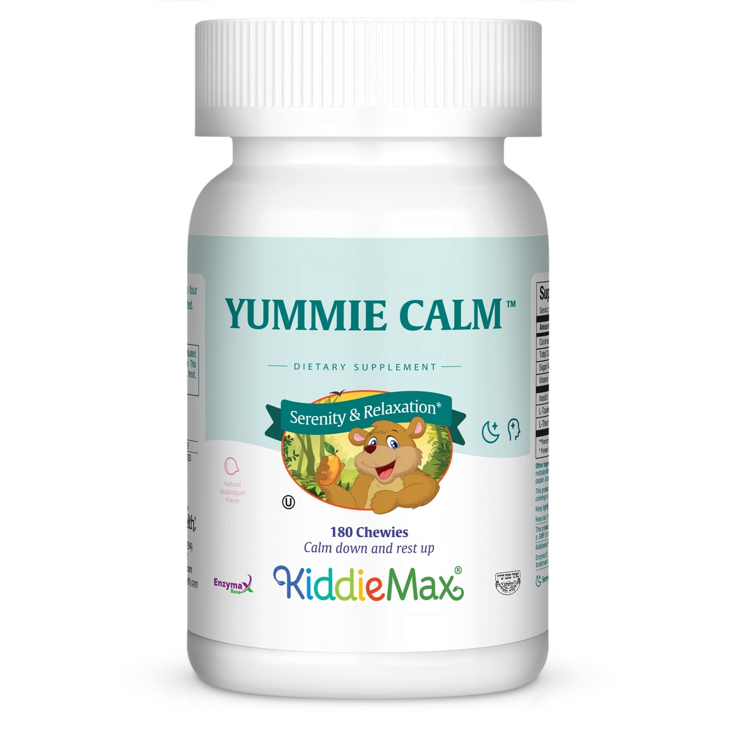 Maxi Health, Kosher KiddieMax, Yummie Calm, Bubble Gum Flavor - 180 Chewies