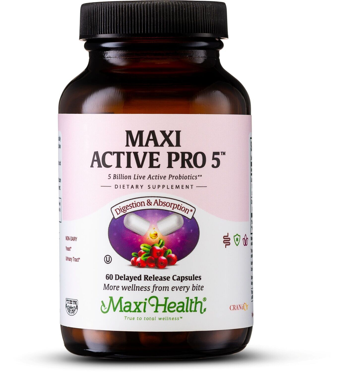 Maxi Health, Kosher Maxi Active Pro-5 Woman&#39;s Probiotic - 60 Vegetarian Capsules