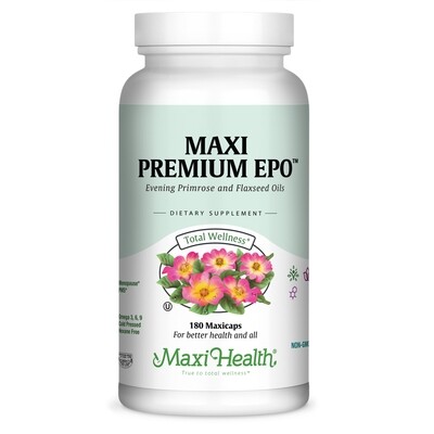 Maxi Health, Kosher Premium EPO (Evening Primrose Oil) With Flax Seed Oil, GLA, ALA, OA - 180 Vegetarian Capsules