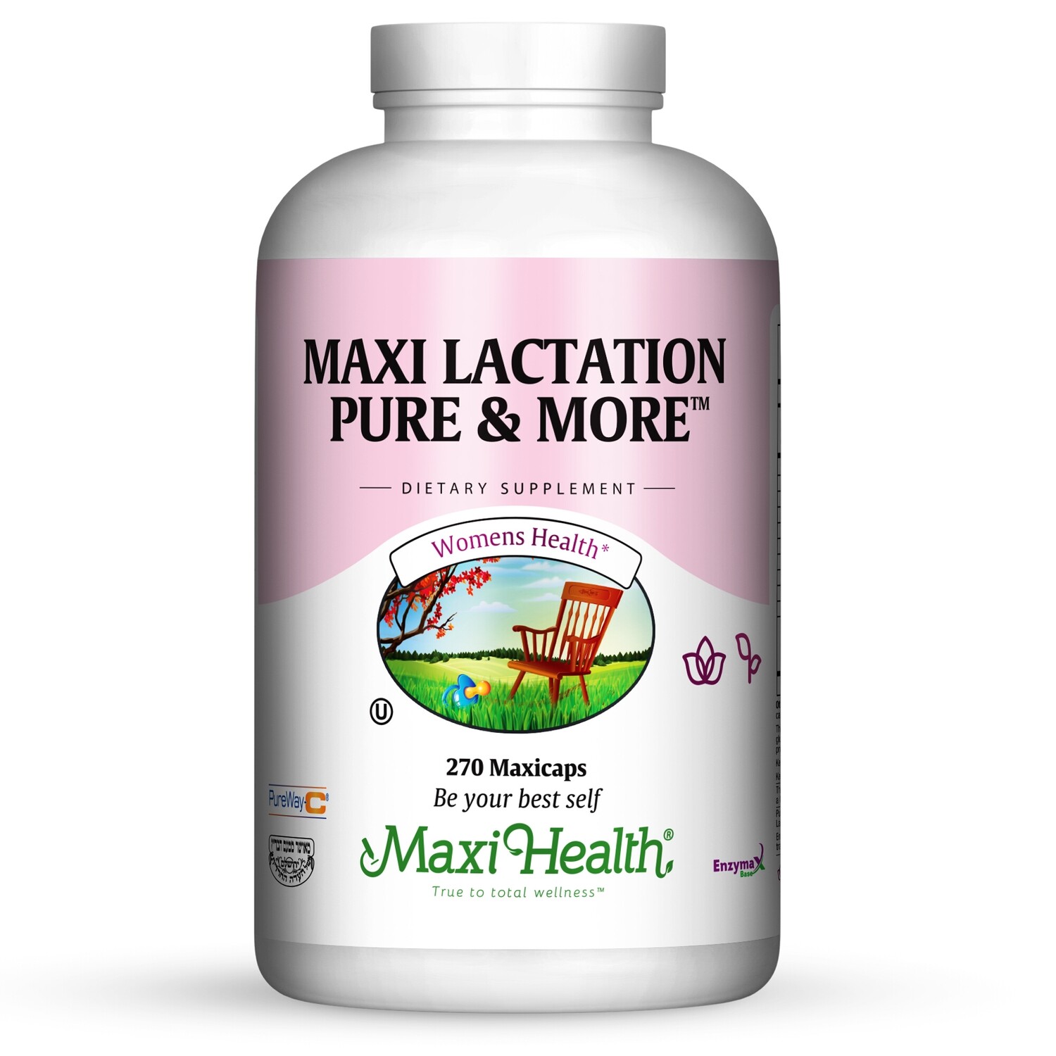Maxi Health, Kosher Maxi Lactation Pure &amp; More - 270 Vegetarian Capsules