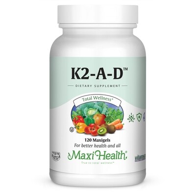 Maxi Health, Kosher K2, A D (Vitamin K2 with A & D3) - 120 Liquid Vegetarian Capsules