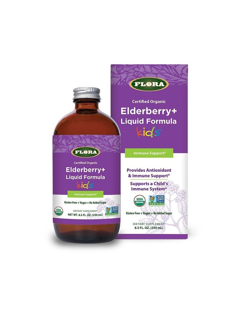 Flora, Kosher  Elderberry + Liquid Formula, Kids - 8.5 fl oz (250 ml)