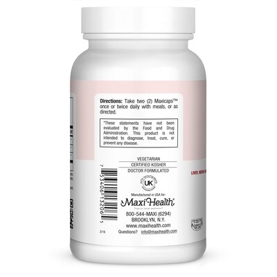 Maxi Health, Kosher Lipoic Supreme, Alpha Lipoic Acid 300mg - 60 Vegetarian Capsules