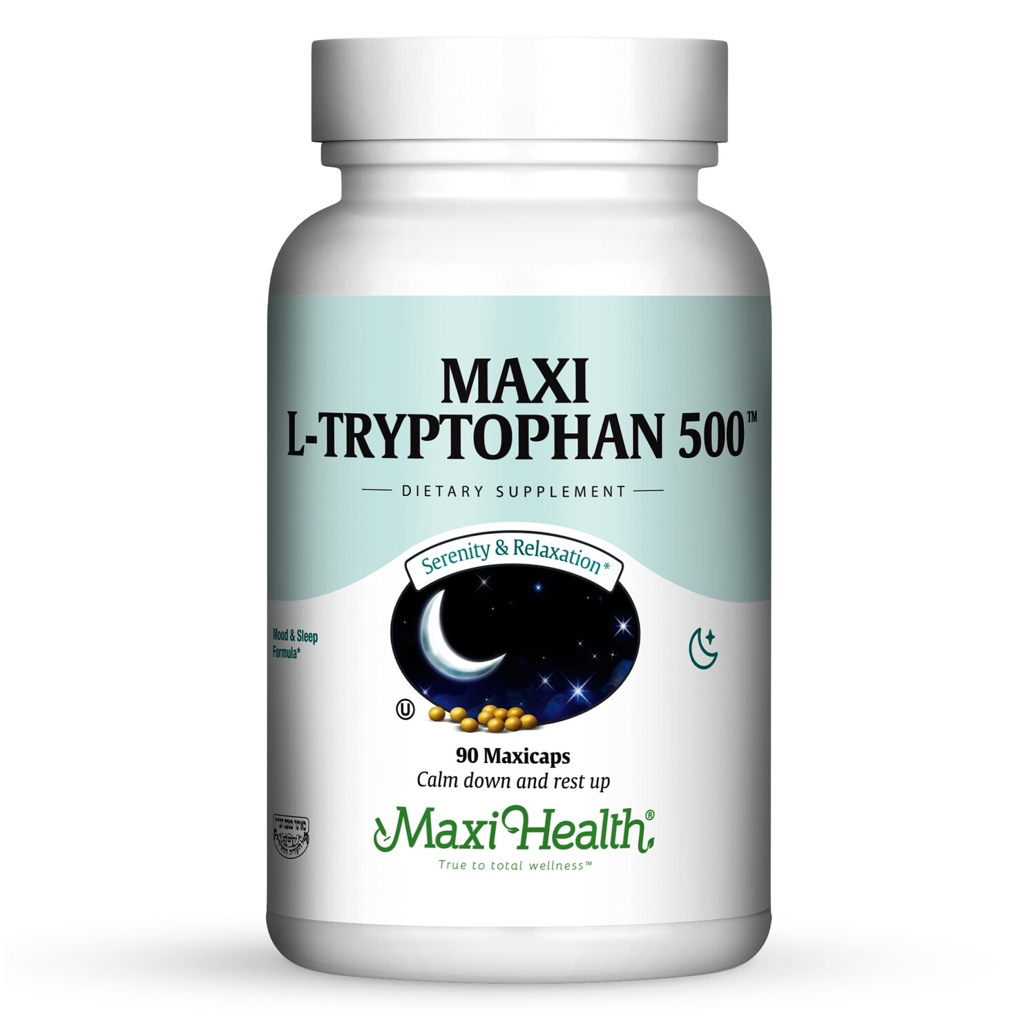 Maxi Health, Kosher Maxi L- Tryptophan 500mg - 90 Vegetarian Capsules