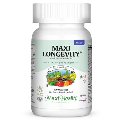 Maxi Health, Kosher Maxi Longevity, Multi for Men Over 50 - 120 Vegetarian Capsules