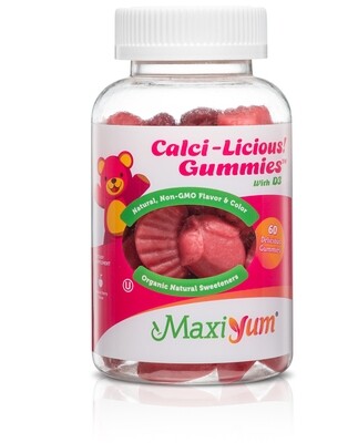Maxi Health, Kosher MaxiYum, Calci Licious Gummies with D3 500IU, Cherry Flavor - 60 Gummies