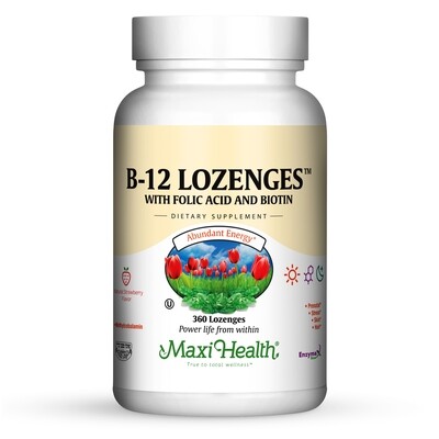 Maxi Health, Kosher B12 Lozenges, with Folic Acid and Biotin, Chewables - 360 Lozenges