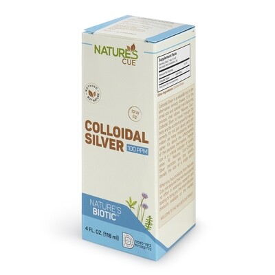 Natures Cue, Colloidal Silver 100 PPM - 16 Fl. oz (473 mL) - Kosher for Passover