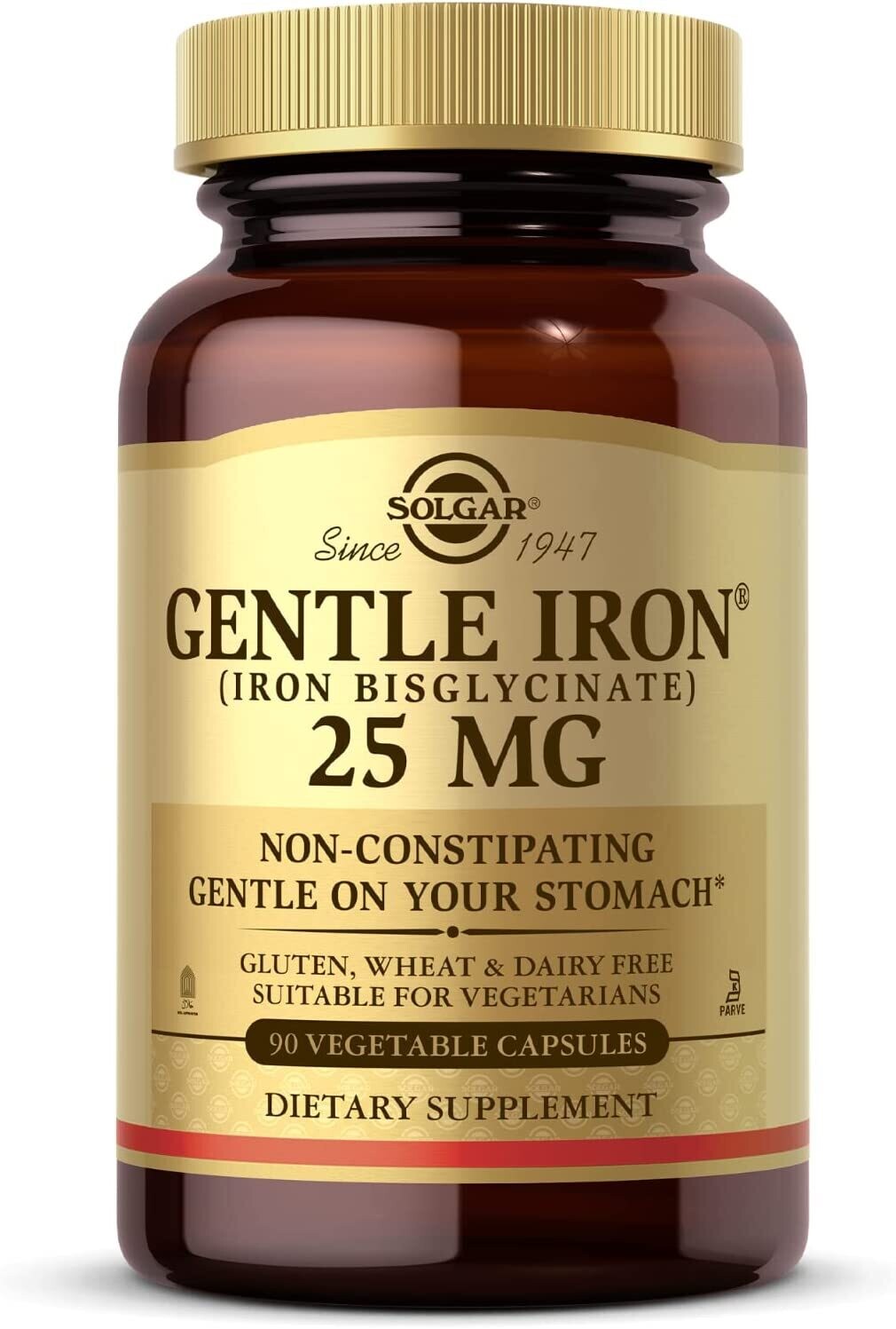 Solgar, Kosher Gentle Iron 25mg - 90 Vegetarian Capsules