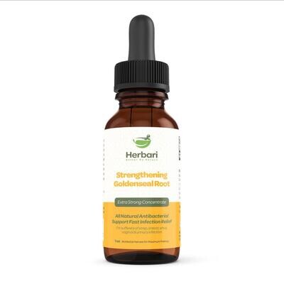 Herbari, Kosher STRENGTHENING GOLDENSEAL ROOT, Extra Strong Concentrate For Strep, Breast, Sinus, Vaginal &amp; Urinary Infection, Liquid Tincture - 1 Fl. oz. (30 ml) - Kosher for Passover