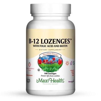 Maxi Health, Kosher B12 Lozenges, with Folic Acid and Biotin, Chewables - 180 Lozenges