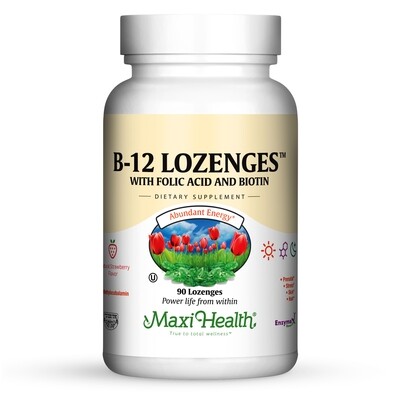 Maxi Health, Kosher B12 Lozenges, with Folic Acid and Biotin, Chewables - 90 Lozenges