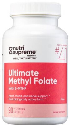 Nutri Supreme, Kosher Ultimate Methyl Folate (MTHF) 5mg - 90 Vegetarian Capsules