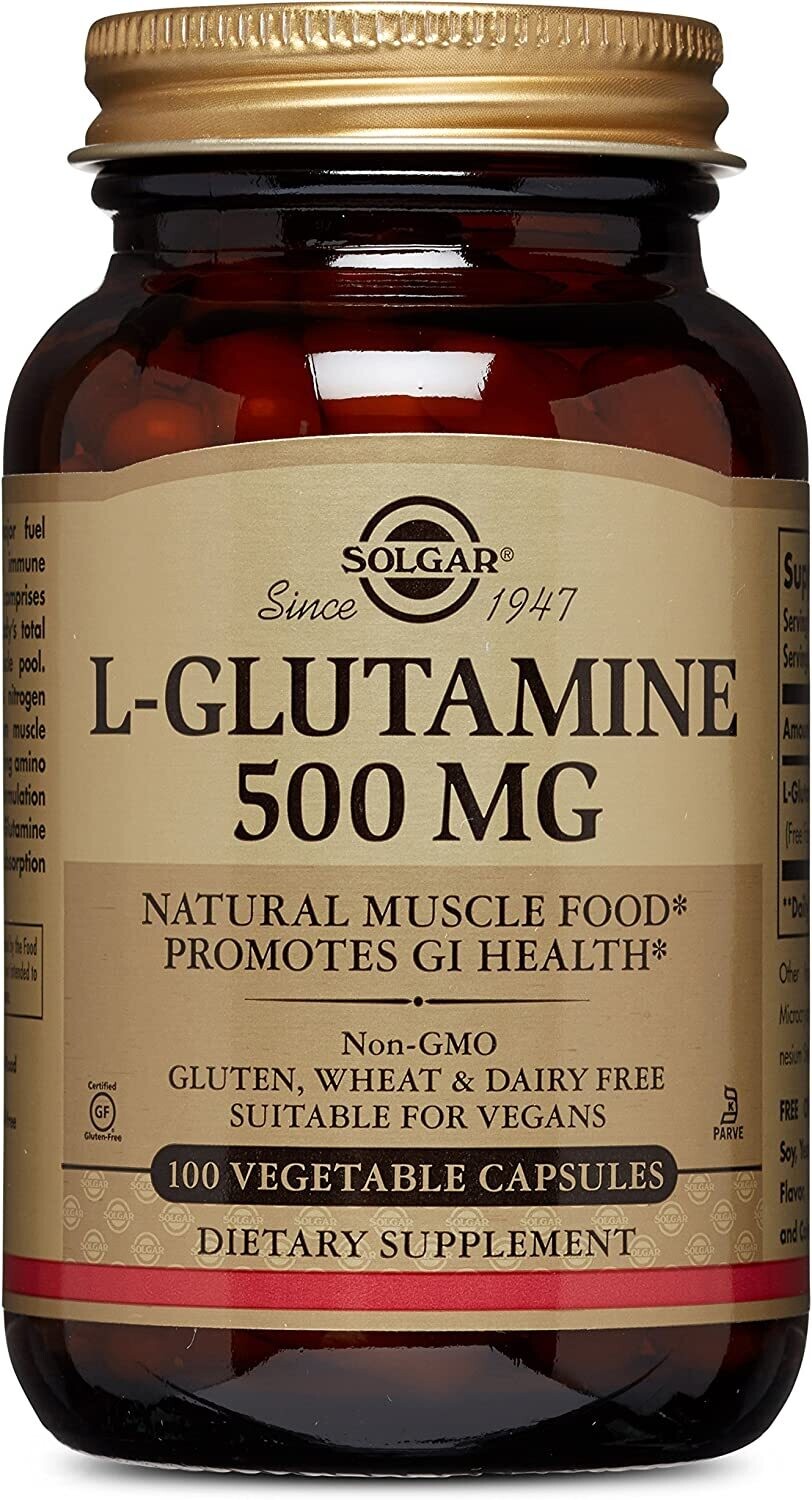 Solgar, Kosher L-Glutamine 500mg - 100 Vegetarian Capsules