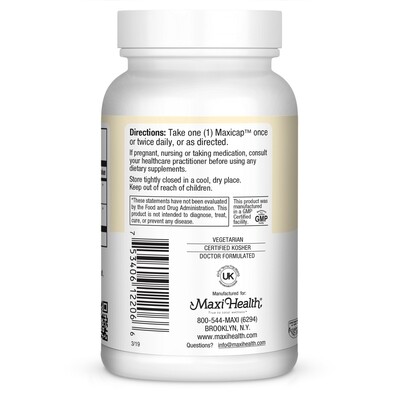 Maxi Health, Kosher Eleuthero - 60 Vegetarian Capsules