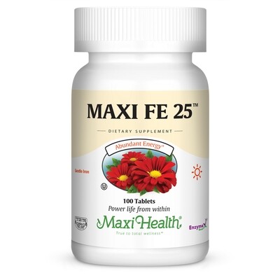 Maxi Health, Kosher FE 25, Iron - 100 Tablets