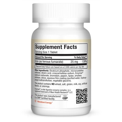Maxi Health, Kosher FE 25, Iron - 100 Tablets