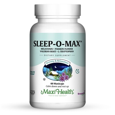 Maxi Health, Kosher Sleep O Max, Melatonin, Passion flower, Valerian, L-Tryptophan - 60 Vegetarian Capsules