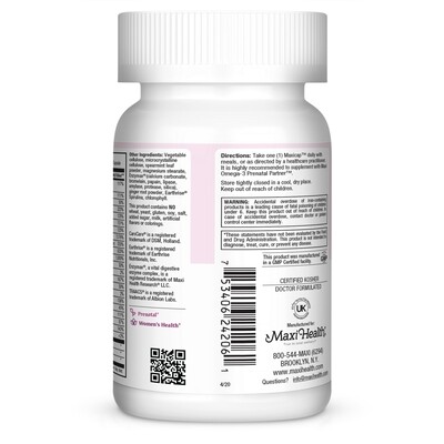 Maxi Health, Kosher Maxi Prenatal Caps, Once Daily - 120 Vegetarian Capsules