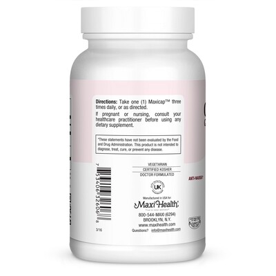 Maxi Health, Kosher GingerMax (Ginger, Bromelain &amp; B6) - 60 Vegetarian Capsules