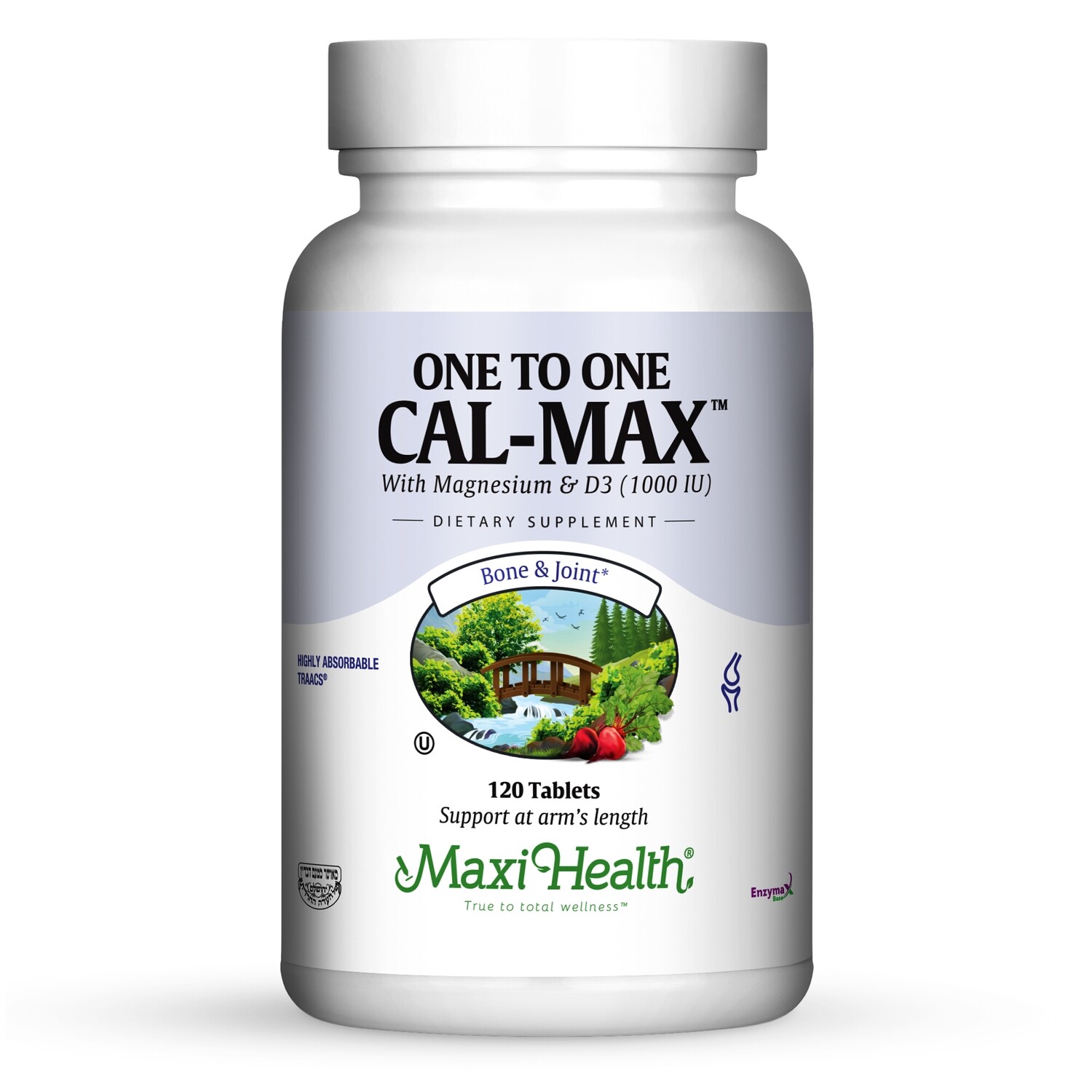 Maxi Health, Kosher One To One Cal-Max (Calcium, Magnesium &amp; D3) - 120 Tablets