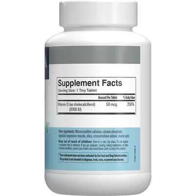 Freeda, Kosher VITAMIN D3 2,000 IU (50 mcg), Bone &amp; Joint Support - 250 Tiny Tablets