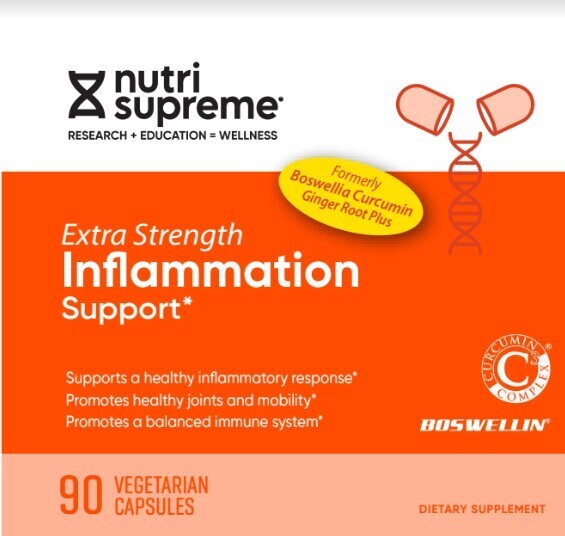 Nutri Supreme, Kosher Extra Strength Inflammation Support, Boswellia, Curcumin / Turmeric and Ginger Root - 90 Vegetarian Capsules