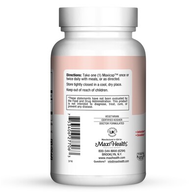 Maxi Health, Kosher CO Q 300 LIQUID CAPS (Coenzyme Q10) - 60 Liquid Vegetarian Capsules