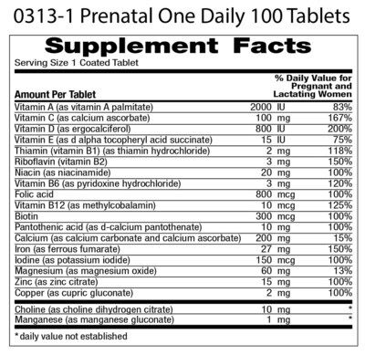Freeda, Kosher PRENATAL One Daily, Vitamin &amp; Mineral Supplement - 100 Tablets