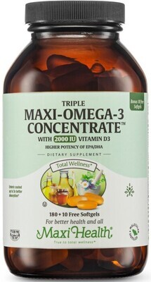 Maxi Health, Kosher Triple Maxi Omega 3 Concentrate w/ D3 2000 IU, Fish Oil - 90 SoftGels