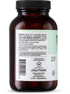 Maxi Health, Kosher Maxi Omega 3 Concentrate, Fish Oil - 90 SoftGels