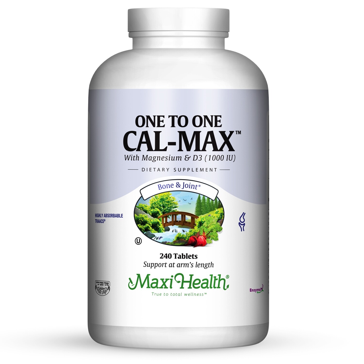 Maxi Health, Kosher One To One Cal-Max (Calcium, Magnesium &amp; D3) - 240 Tablets