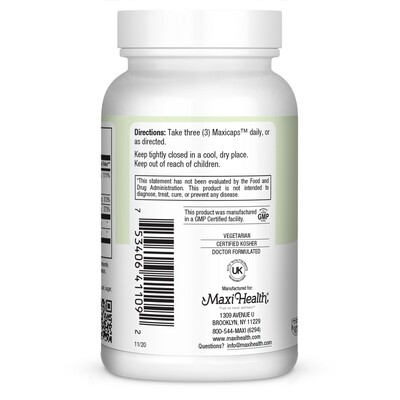 Maxi Health, Kosher QUERCETIN MAX (Vax-C-Max) - 90 Vegetarian Capsules