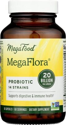 MegaFood USA, Kosher MegaFlora, Kosher Probiotic (20 Billion) - 60 Vegetarian Capsules