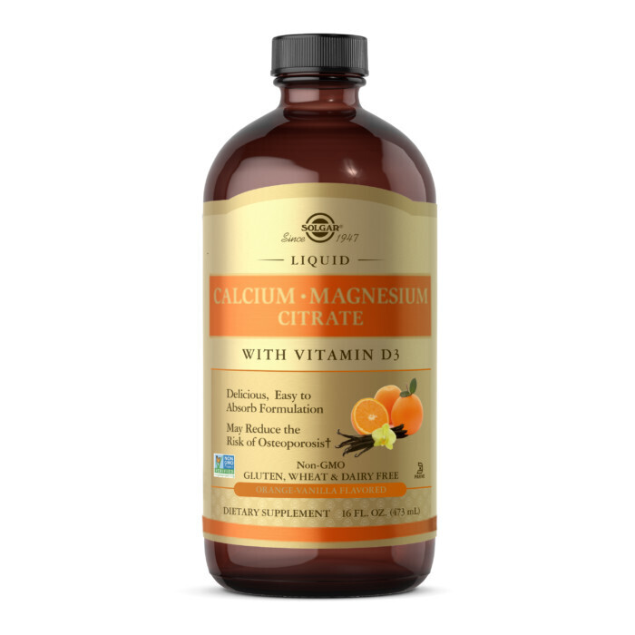 Solgar, Kosher Calcium Magnesium Citrate with Vitamin D3 Liquid, Orange Vanilla Flavor - 16 fl. oz. (473 mL)