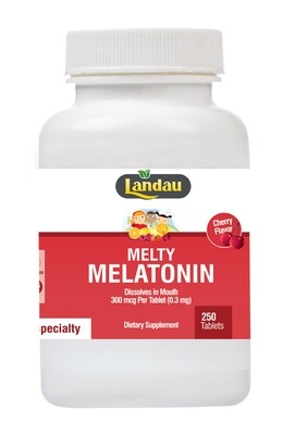 Landau, Kosher Melty MELATONIN 300 mcg (0.3mg) Dissolves in Mouth Cherry Flavor - 250 Chewable Tablets