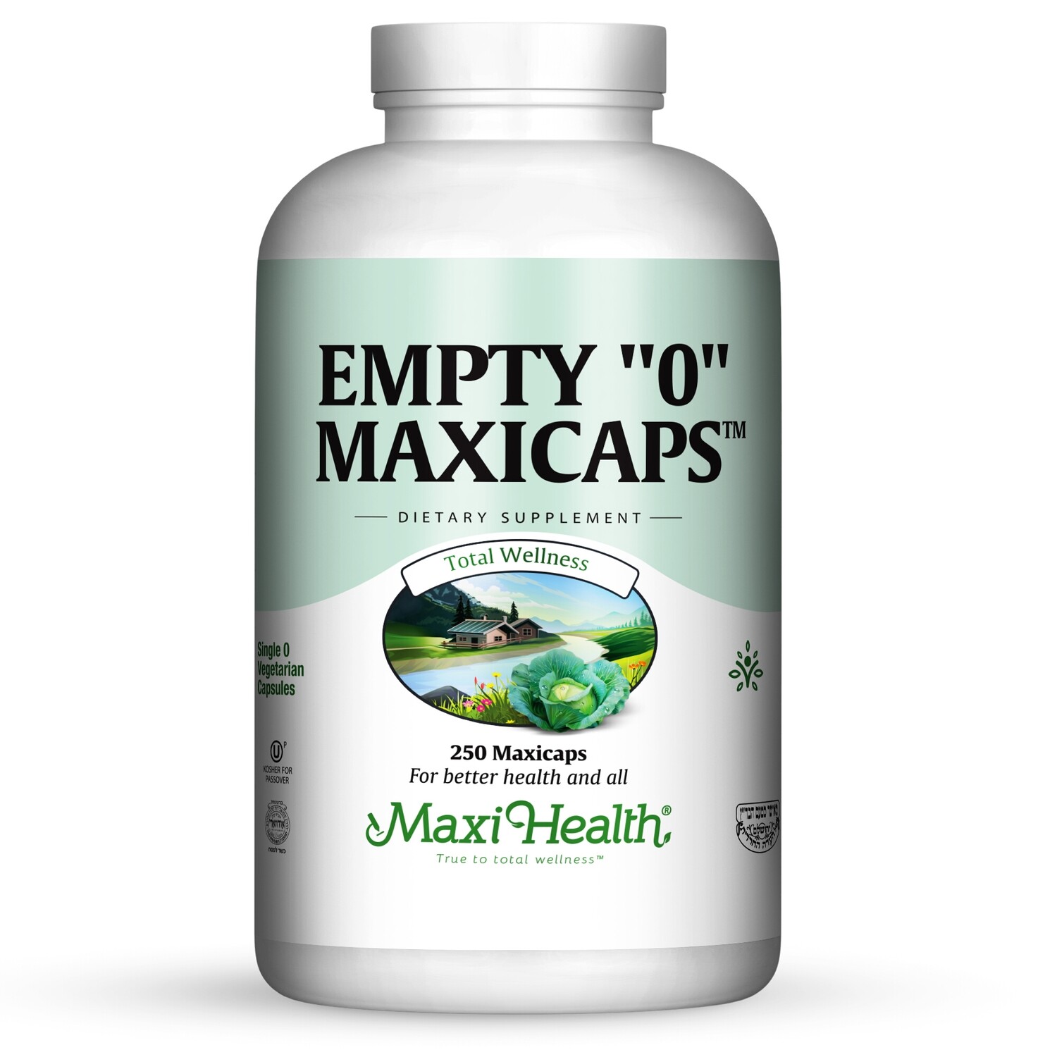 Maxi Health, Kosher Empty Maxicaps #0 - 250 Vegetarian Capsules - Kosher for Passover
