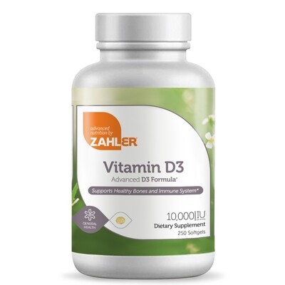 Zahlers, Kosher Vitamin D3 10,000 IU (Advance D3 Formula 10000 IU) - 250 Softgels