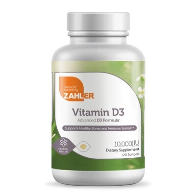 Zahlers, Kosher Vitamin D3 10,000 IU (Advance D3 Formula 10000 IU) - 120 Softgels